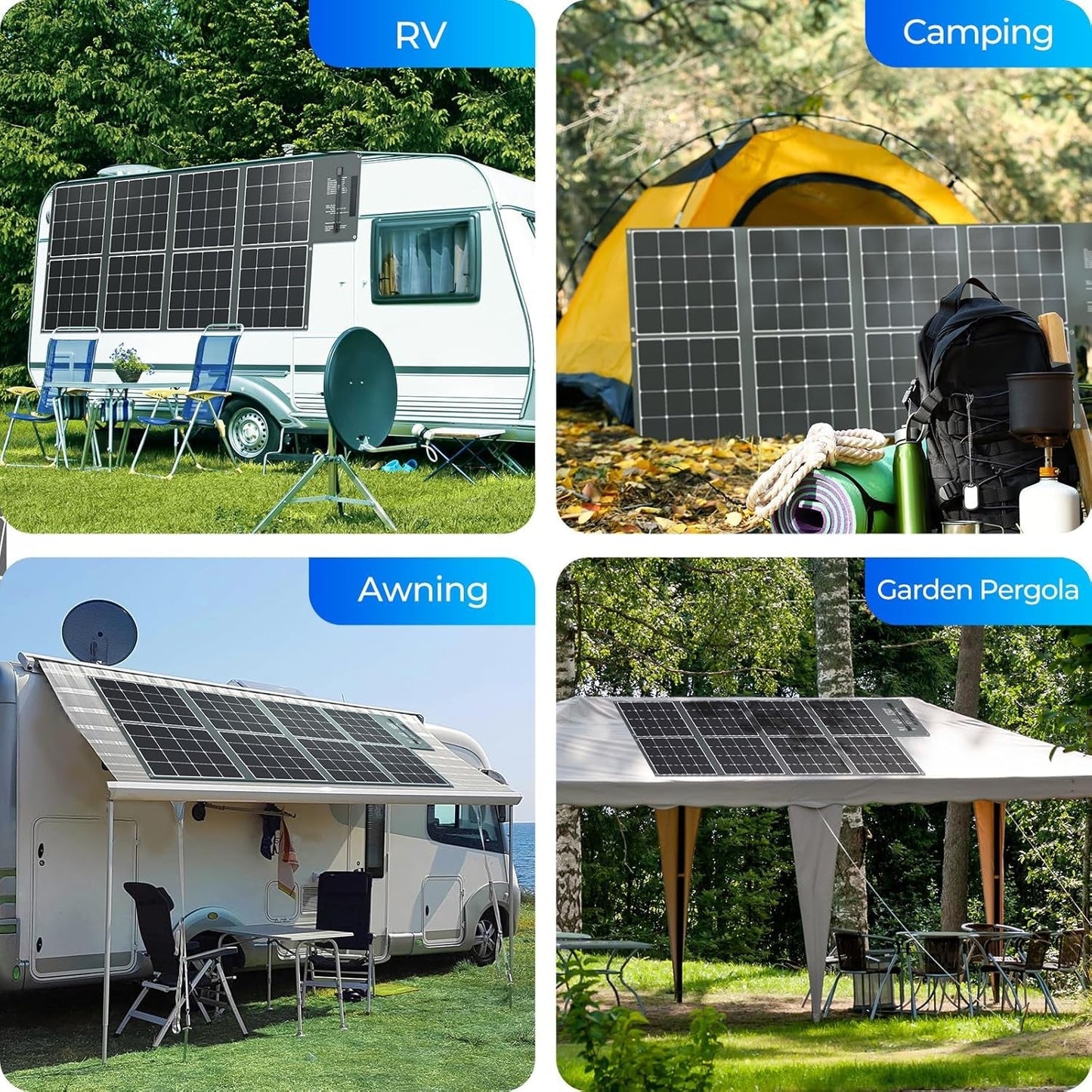 400W Portable Solar Panel Foldable Monocrystalline Solar Blanket, Huge Power Solar Panel, Sunpower Solar Cells 23.7% High Efficiency for Power Station Outdoor Camping RV Solar Generator