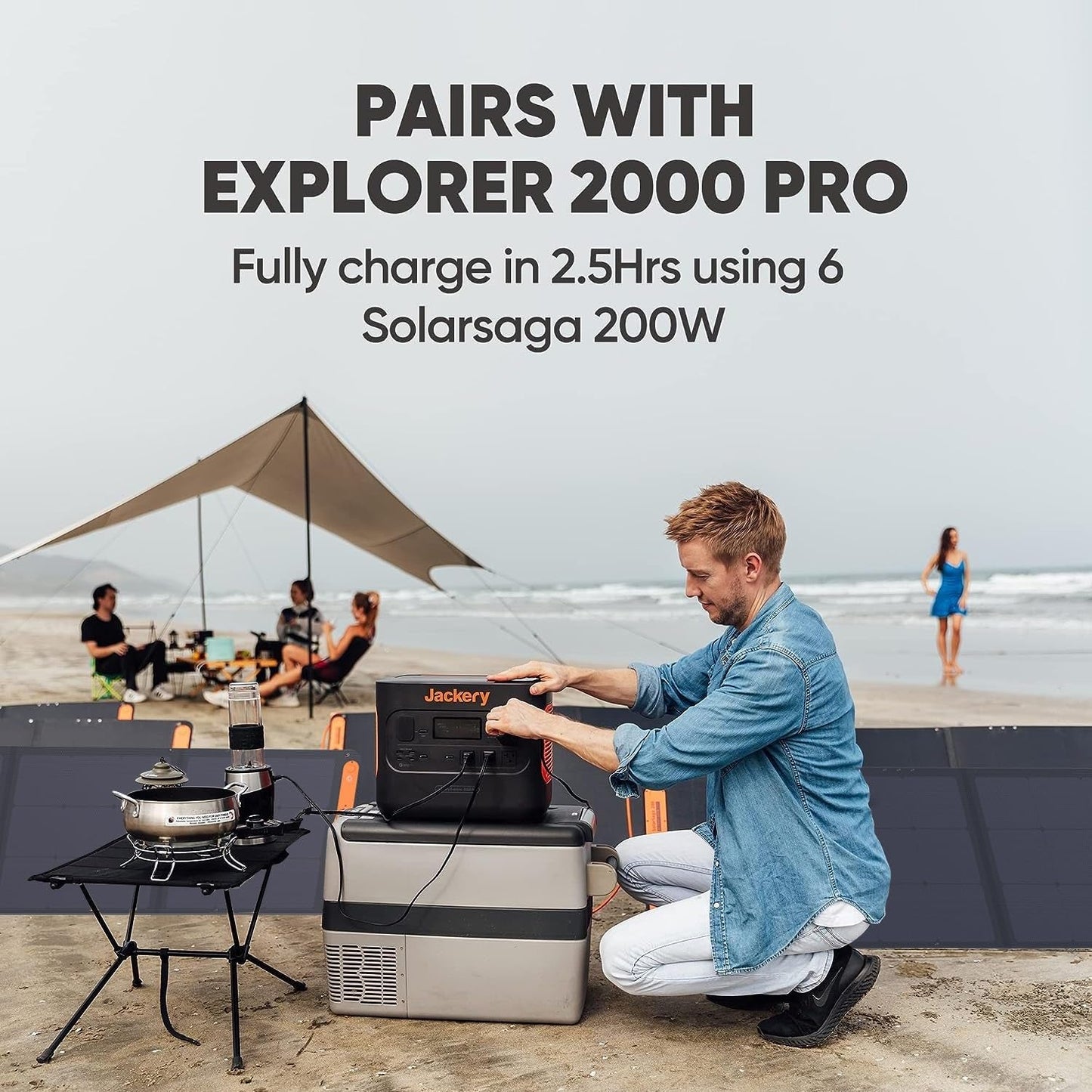 Solarsaga 200W Portable Solar Panel, IP68 with Sunlight Angle Indicator, Compatible with 1500 Pro/2000Pro/2000 Plus/3000Pro Solar Generator, for Rooftops Outdoor Camping and Rvs