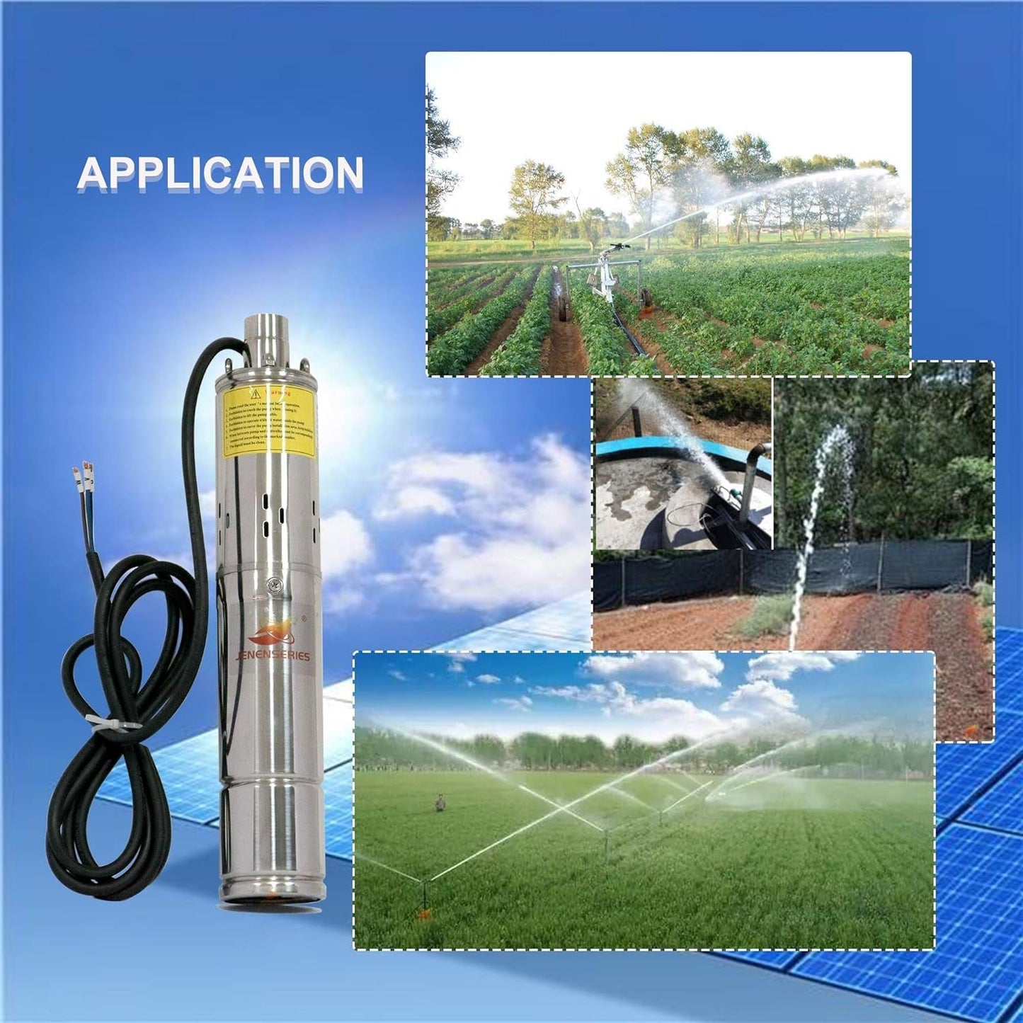 Pump 500W DC 48V Solar Water Pumps, Max Head 393Ft,7.9Gpm Flow,3 Inch Solar Deep Well Submersible Pumps with MPPT Controller Float Switch Kits for Home or Farm