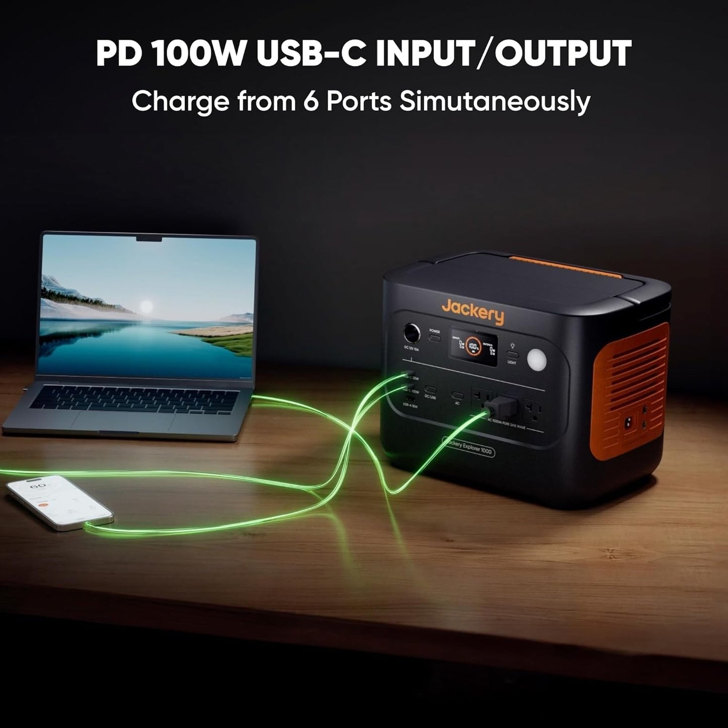 Solar Generator 1000 V2 with 200W Solar Panel(2024 New),1070Wh Portable Power Station Lifepo4 Battery,1500W AC/100W USB-C Output,1Hr Fast Charge for Outdoor,Off-Grid Living,Rv,Emergency