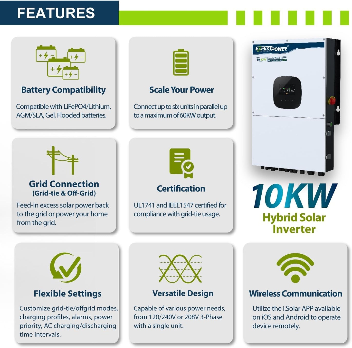 30KWH 8640W 48V Solar Power System Kit | Lifepo4 48V 600Ah Battery, 8640W Solar Panels, 20KW Hybrid Solar Inverter, 100A MPPT Controllers | off Grid, Residential, Home, Cabin, Back Up