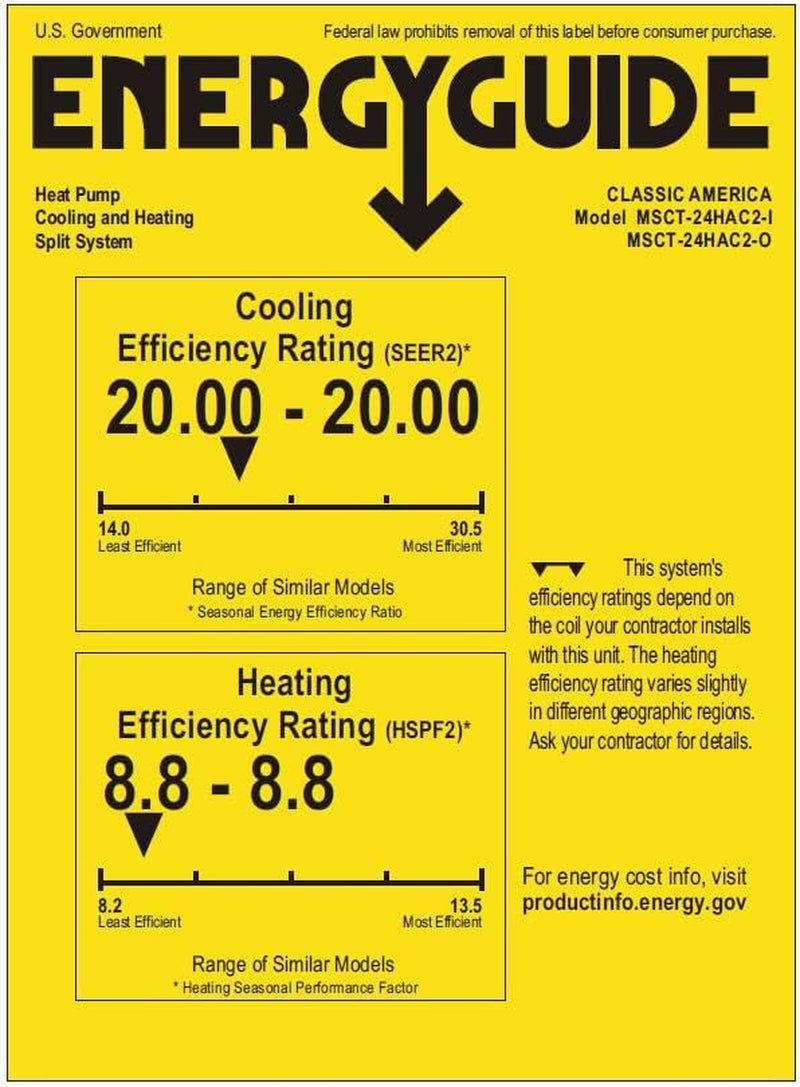 (24000BTU/240VAC/20SEER) Mini Split Ac/Heating System - 1250 Sqft Coverage - Ductless/Wall Mounted - Energy Saving Inverter - Includes 16' Installation Kit and Remote -Wifi/Alexa Ready