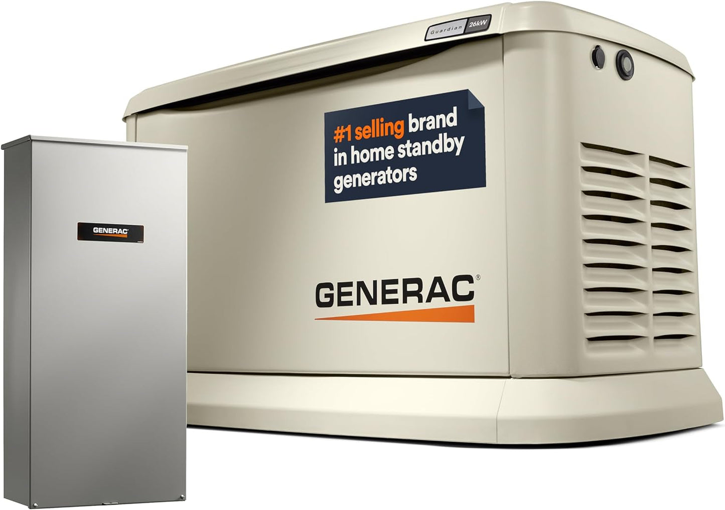 7291 26Kw Air Cooled Guardian Series Home Standby Generator with 200-Amp Transfer Switch - Comprehensive Protection - Smart Controls - Versatile Power - Wi-Fi Connectivity - Bisque