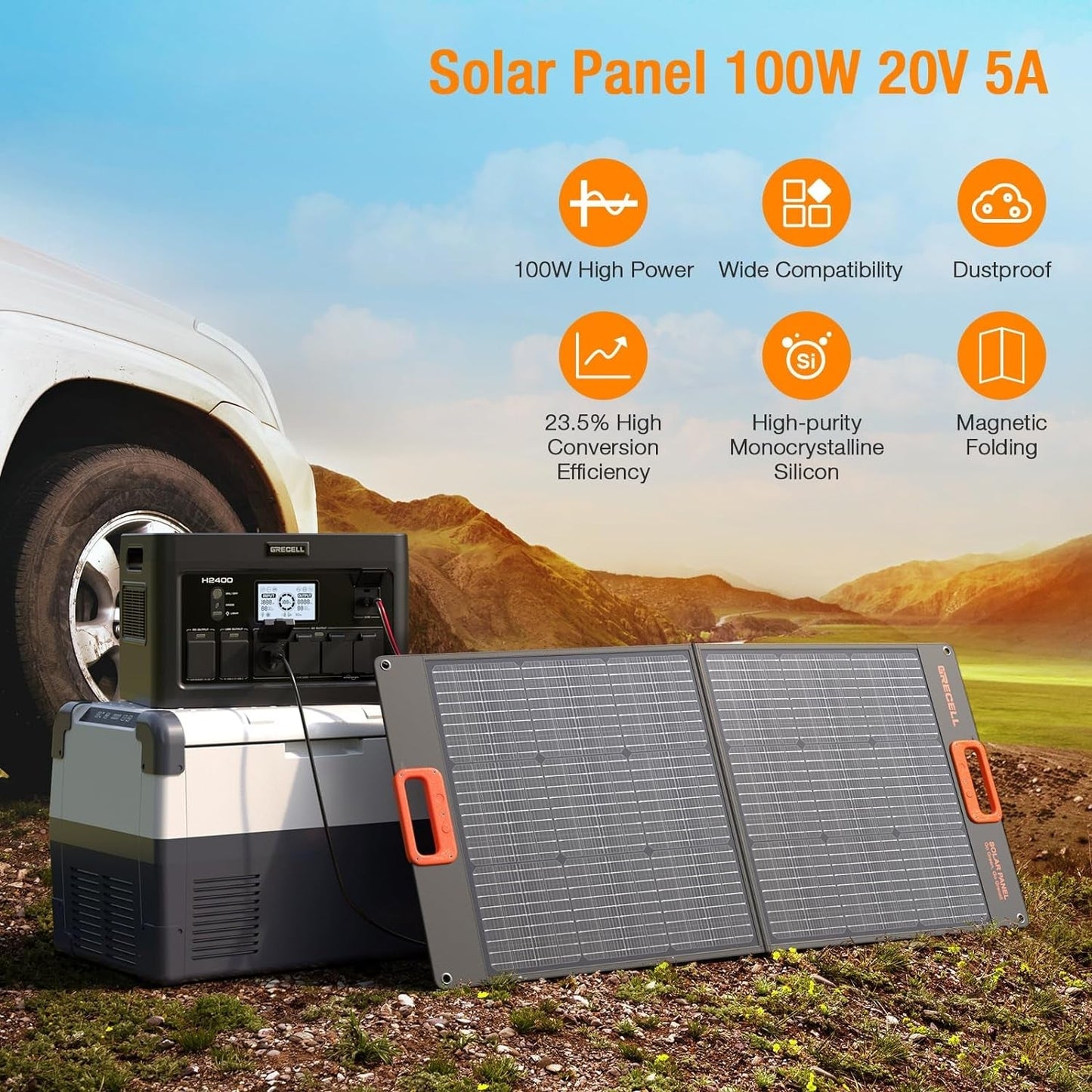 Portable Power Station 2400W Solar Generator with 2 * 100W Solar Panel, 1843Wh UPS Backup Lifepo4 Battery Power Supply with 11 Outlets(4 2400W AC Outlets,2 PD100W) for Home CPAP Camping RV