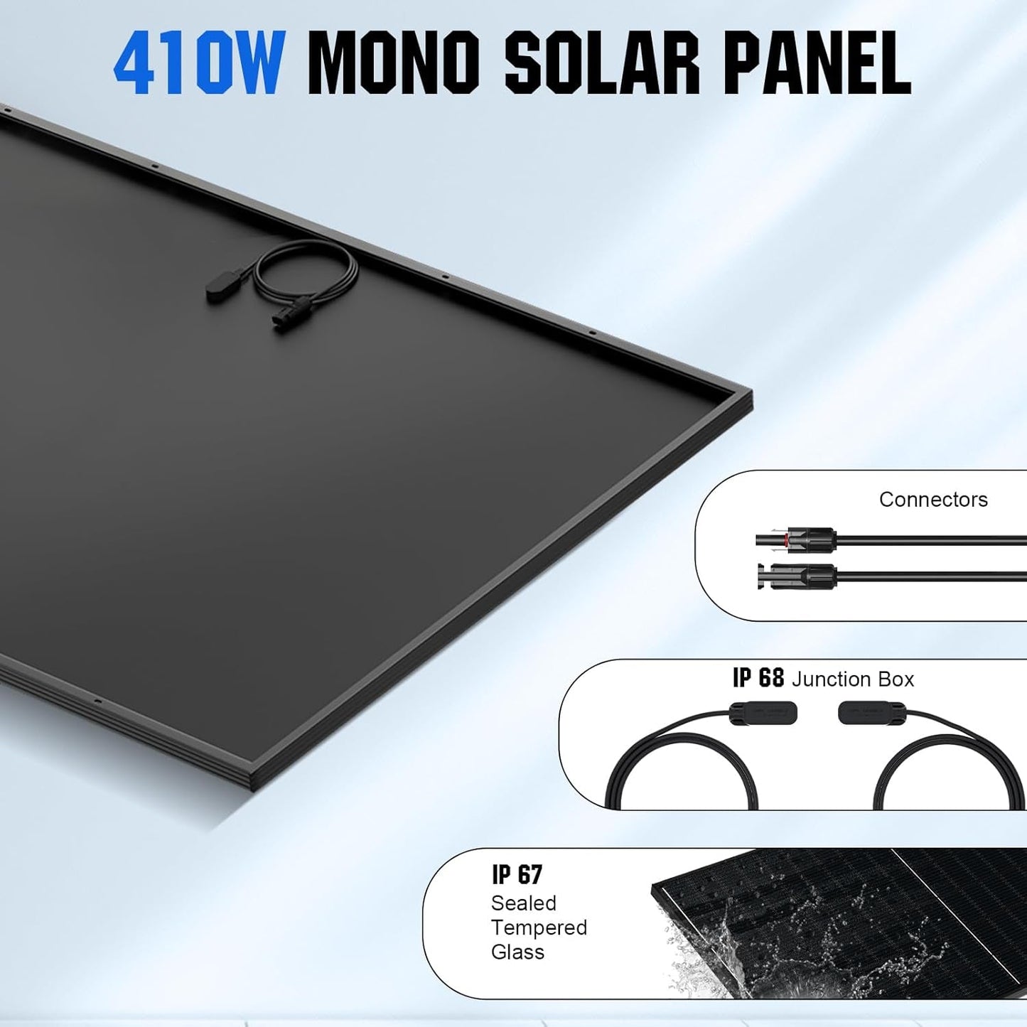 10KW Home Off-Grid Solar Power System: 10KW 120V/240V Output Inverter （2 * 5000W）+ 40Kwh 9840W Solar Panel (12 * 410W)+ 28.67Kwh Lithium Battery Bank (8 * 280Ah)，Complete Hybrid Solar Kit