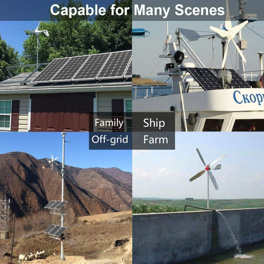 600W Solar Wind Power Kit: 2X 100W Mono Solar Panel + 1X 400W Wind Turbine Generator for Home/Rv/Boat/Farm/Street Light and Off-Grid Appliances…