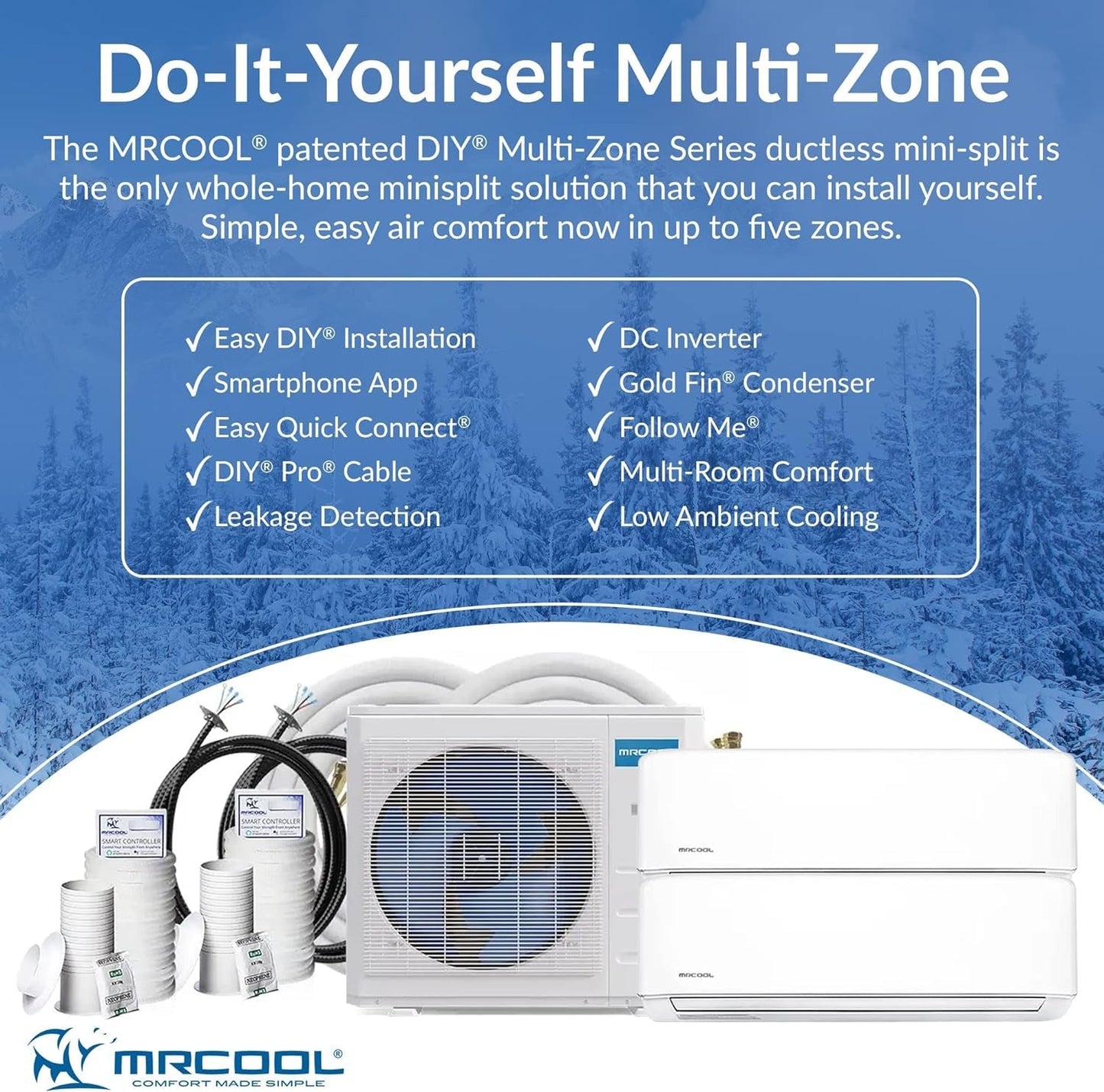 DIYM227HPW00C07 DIY Multi-Zone Series Ductless Heat Pump, White