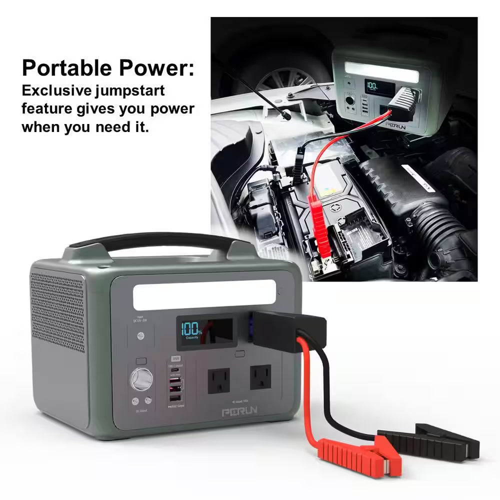 600-Watt Continuous/1200-Watt Peak Power Station plus 100-Watt Portable Solar Panel, Waterproof Camping, Outdoor Living