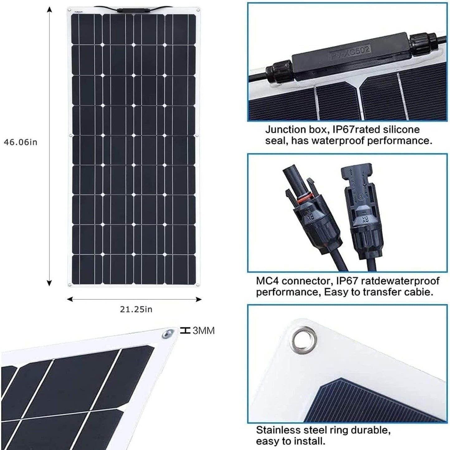 400W 600W 800W 1200W Solar System Kit,Flexible Monocrystalline Solar Panel Photovoltaic Module with 40A Solar Charge Controller for 12-24V Battery Charging Car Battery Camper RV Yacht Boat,4X300W