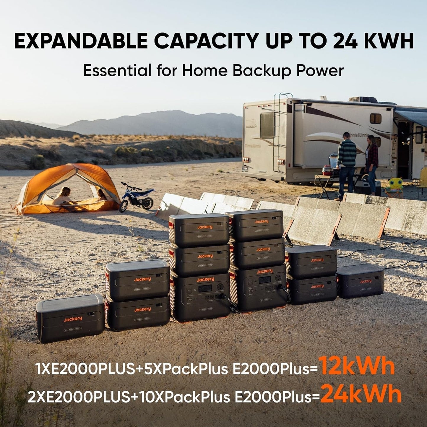 Solar Generator 2000 plus 400W, 2042Wh Lifepo4 Battery 3000W Output, Portable Power Station with 2X200W Solar Panel, Fast Charging in 2H, Expandable for Outdoor RV Camping and Home Emergency