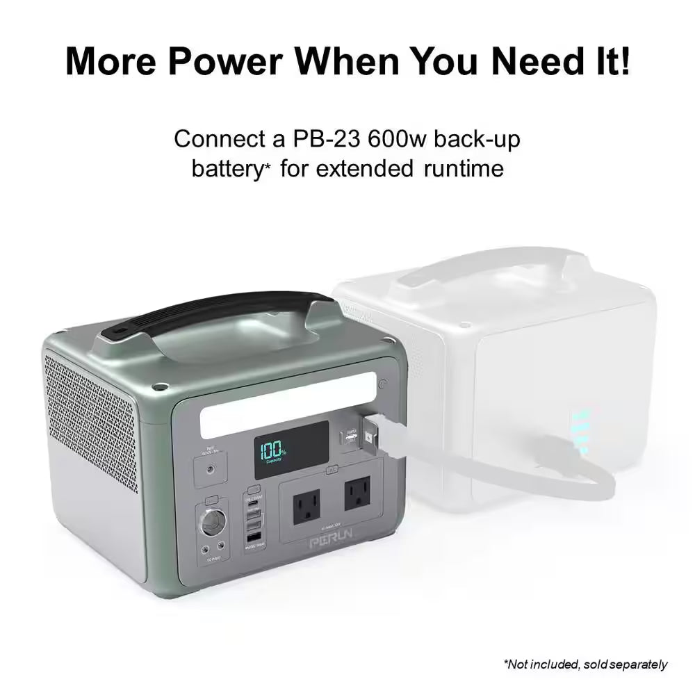 600-Watt Continuous/1200-Watt Peak Power Station plus 200-Watt Portable Solar Waterproof Panel, Camping, Outdoor Living