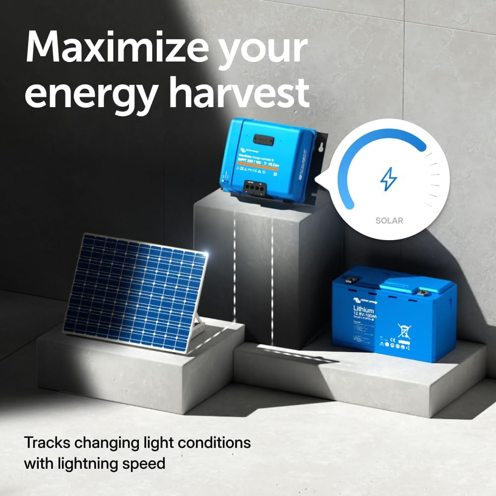 Smartsolar MPPT Tr Ve.Can Solar Charge Controller (Bluetooth) - Charge Controllers for Solar Panels -250V, 100 Amp, 12/24/36/48-Volt