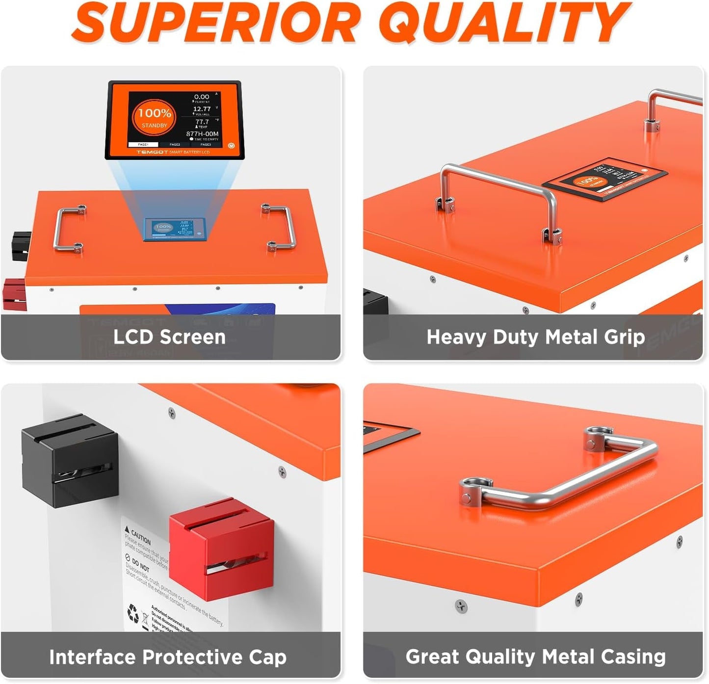 12V 460Ah Lifepo4 Lithium Battery with Touchable Screen, APP Monitoring, Built-In 250A BMS, Max. 3200W Load Power, 5880Wh Usable Energy, 5000+ Cycles, Perfect for Rv/Camper, Solar, and Off-Grid.