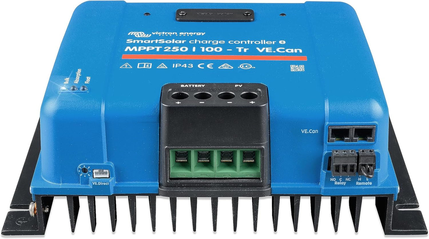 Smartsolar MPPT Tr Ve.Can 250V 100 Amp 12/24/36/48-Volt Solar Charge Controller (Bluetooth)