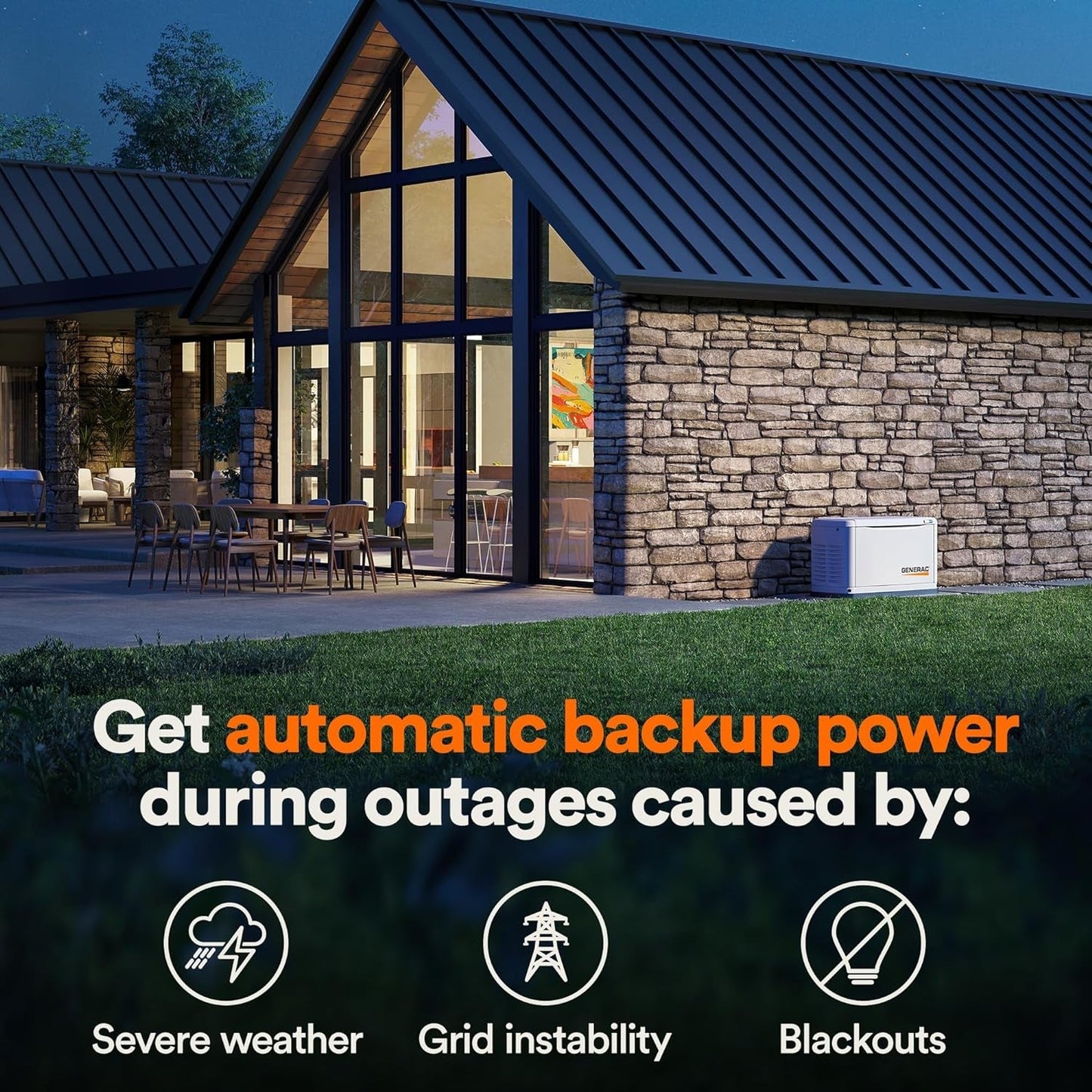 7291 26Kw Air Cooled Guardian Series Home Standby Generator with 200-Amp Transfer Switch - Comprehensive Protection - Smart Controls - Versatile Power - Wi-Fi Connectivity - Bisque