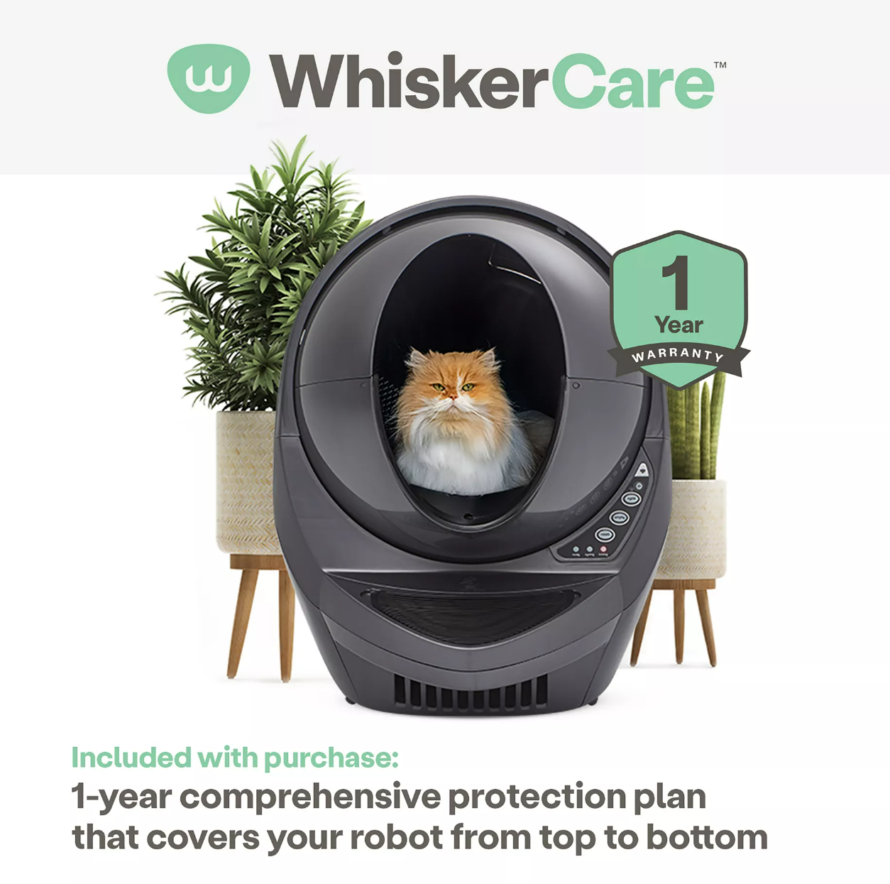 Litter-Robot® 3 Automatic Self-Cleaning Cat Litter Box By Whisker, Includes 1 Year Warranty