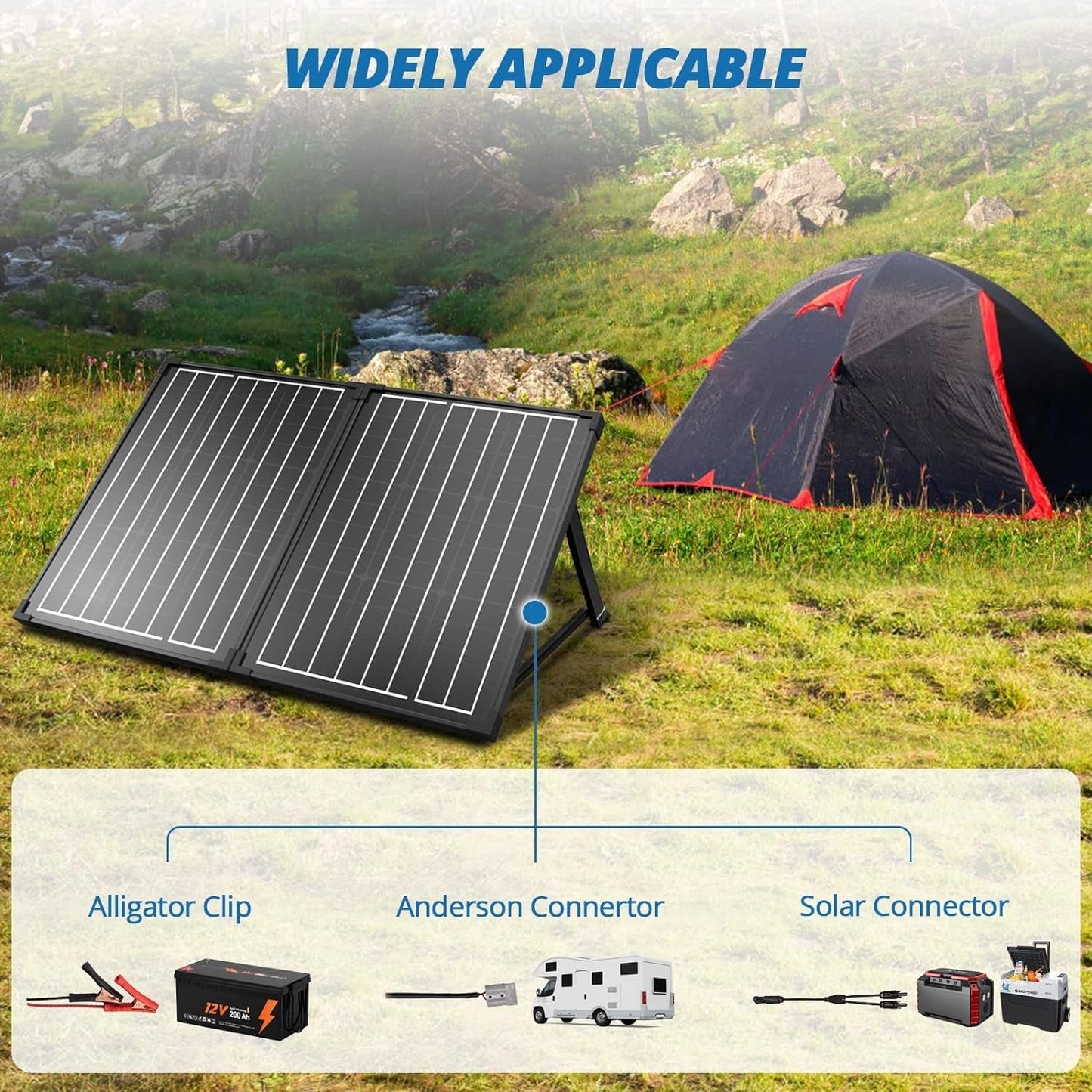 Portable Solar Panels，100W Foldable Solar Panel Suitcase 12 Volt Monocrystalline Solar Panel Kit with Waterproof 20A Charger Controller for Camping, Power Supply and Emergency Backup
