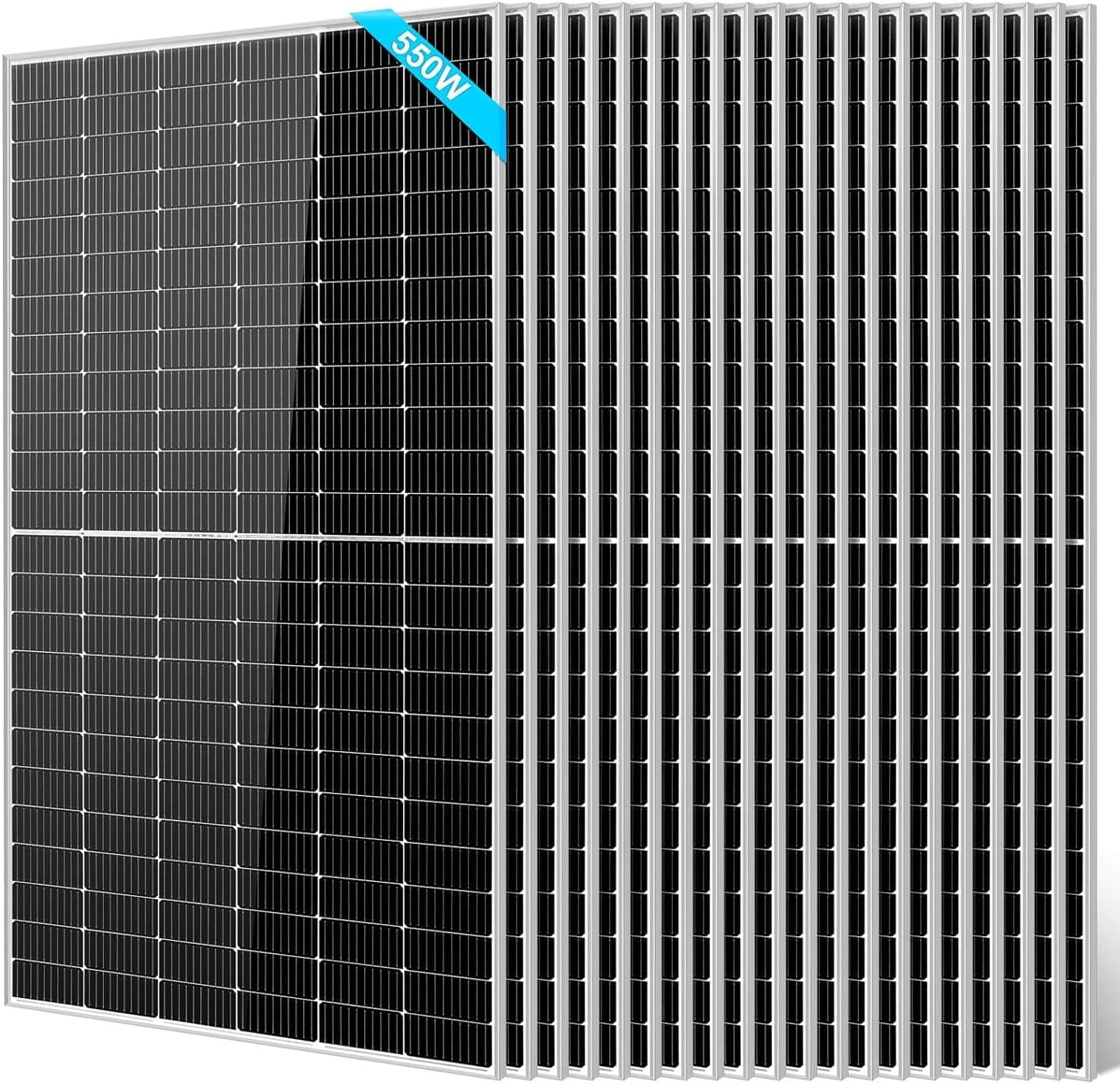 SUNGOLDPOWER 20PCS 550W Solar Panels Monocrystalline, Grade a Solar Cell, Waterproof IP68, High Efficiency Solar Panel for Charging Station, Household, Marine, RV, On/Off Grid Solar System