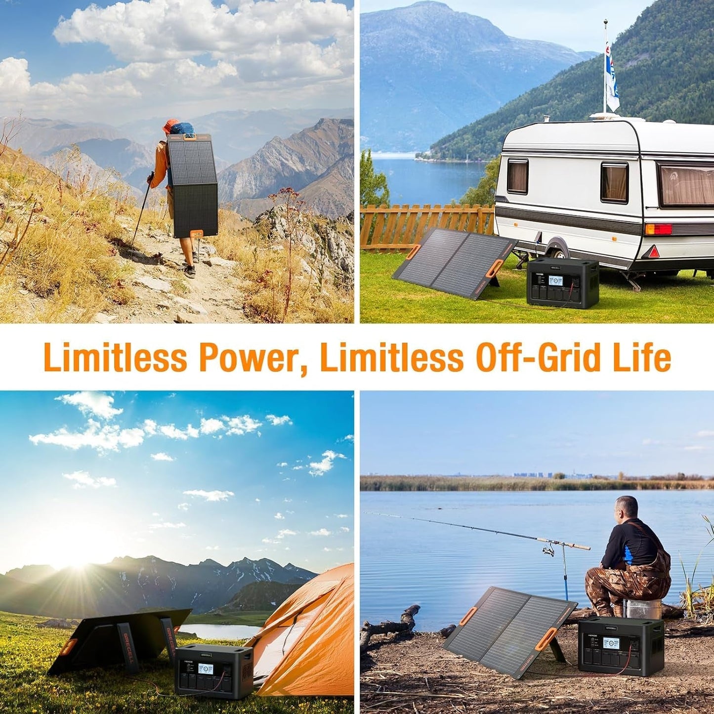 Portable Power Station 2400W Solar Generator with 2 * 100W Solar Panel, 1843Wh UPS Backup Lifepo4 Battery Power Supply with 11 Outlets(4 2400W AC Outlets,2 PD100W) for Home CPAP Camping RV