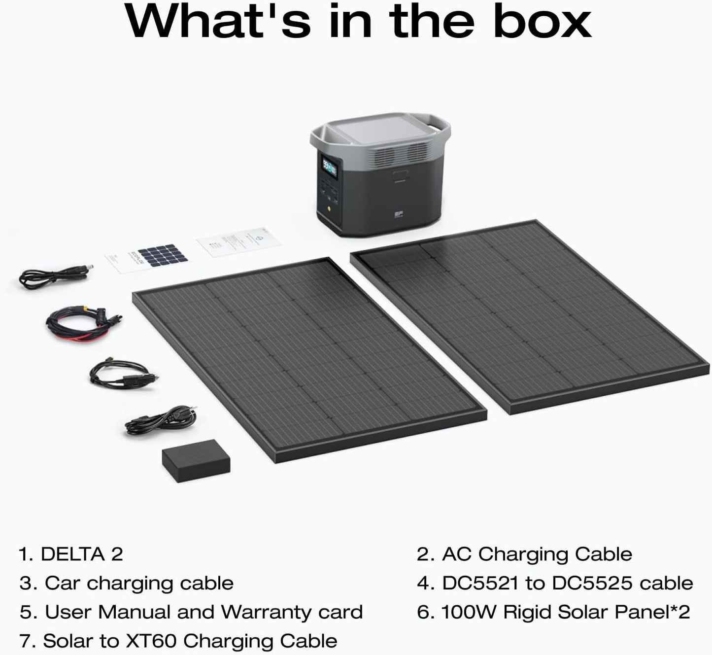 Solar Generators, DELTA 2 Portable Power Station with 2PCS 100W 12V Solar Panels, 1024Wh LFP Battery, Fast Charging, Power Station for Home Backup, Camping&Rvs