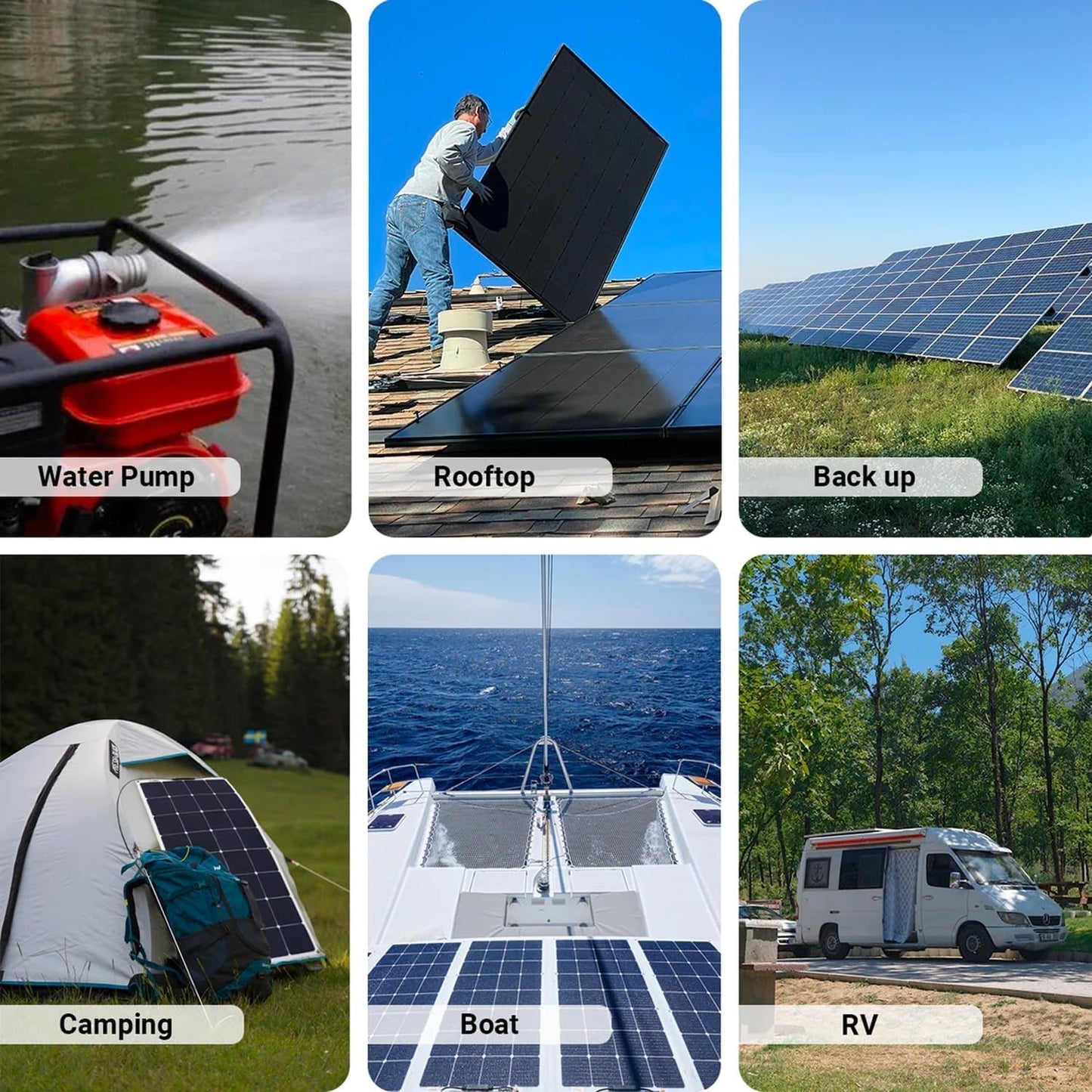 Calpha 4Kw 20.48Kwh Complete Solar Panel Kits: 4000W Flexible Panels + 4 * 51.2V 100Ah Lifepo4 Lithium Battery + 5Kw Integrated Solar Inverter + Accessories, 48V System - Floor-Standing