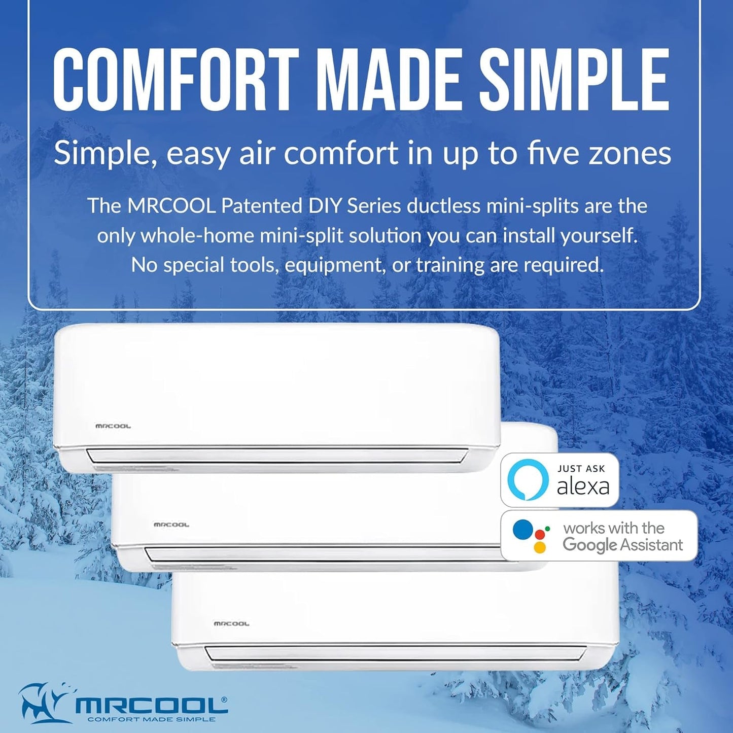 36K BTU 21.5 SEER Multi-Zone Mrcool DIY 3 Zone Ductless Heat Pump Split System 4Th Generation - 9K+9K+18K