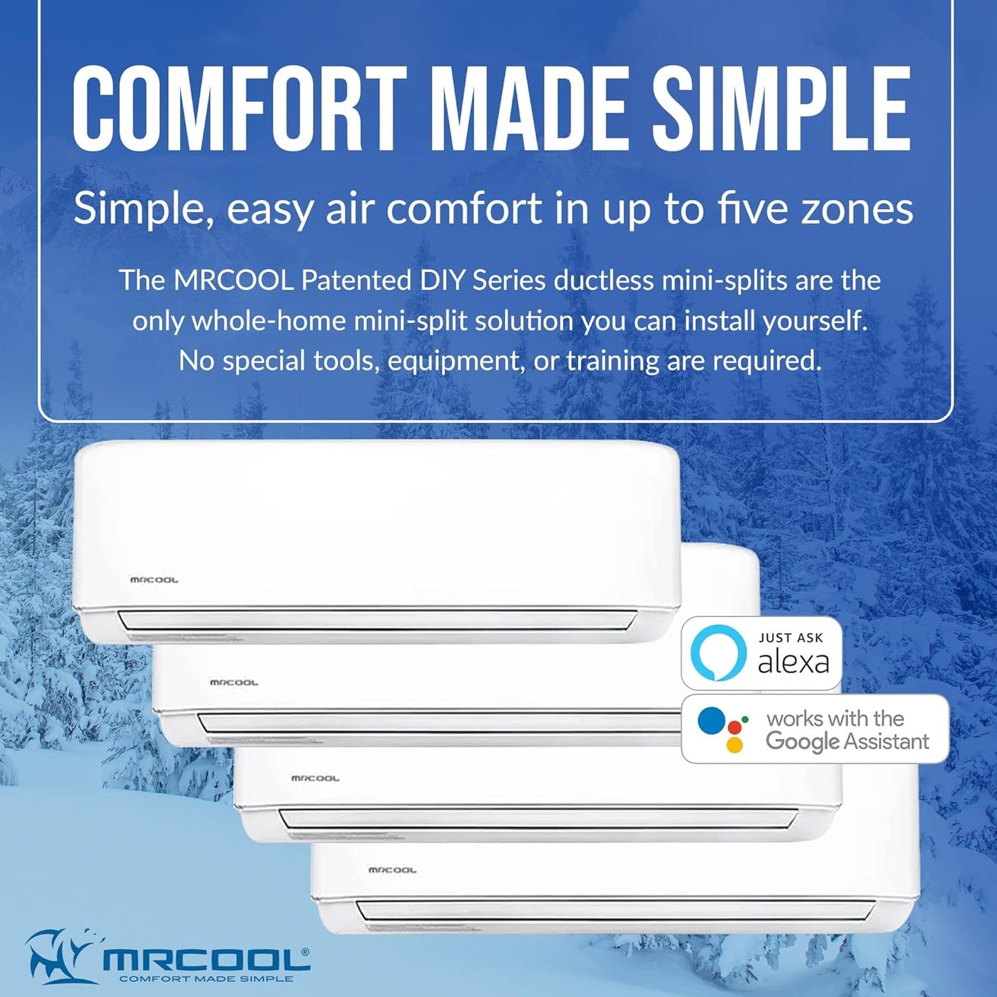 36K BTU 21.5 SEER Multi-Zone Mrcool DIY 4 Zone Ductless Heat Pump Split System 4Th Generation - 9K+9K+9K+9K
