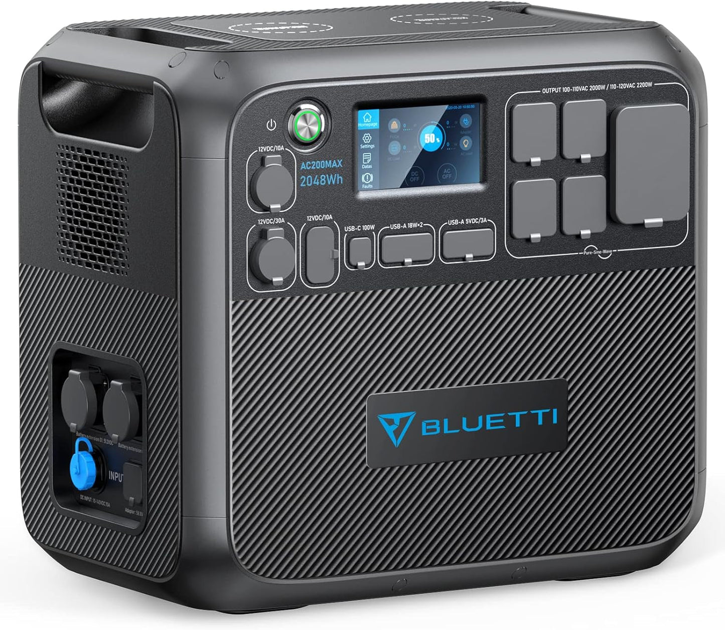Portable Power Station AC200MAX, 2048Wh Solar Generator Expandable to 8192Wh, 5 2200W AC Outlets, Lifepo4 Battery for Camping, Emergency