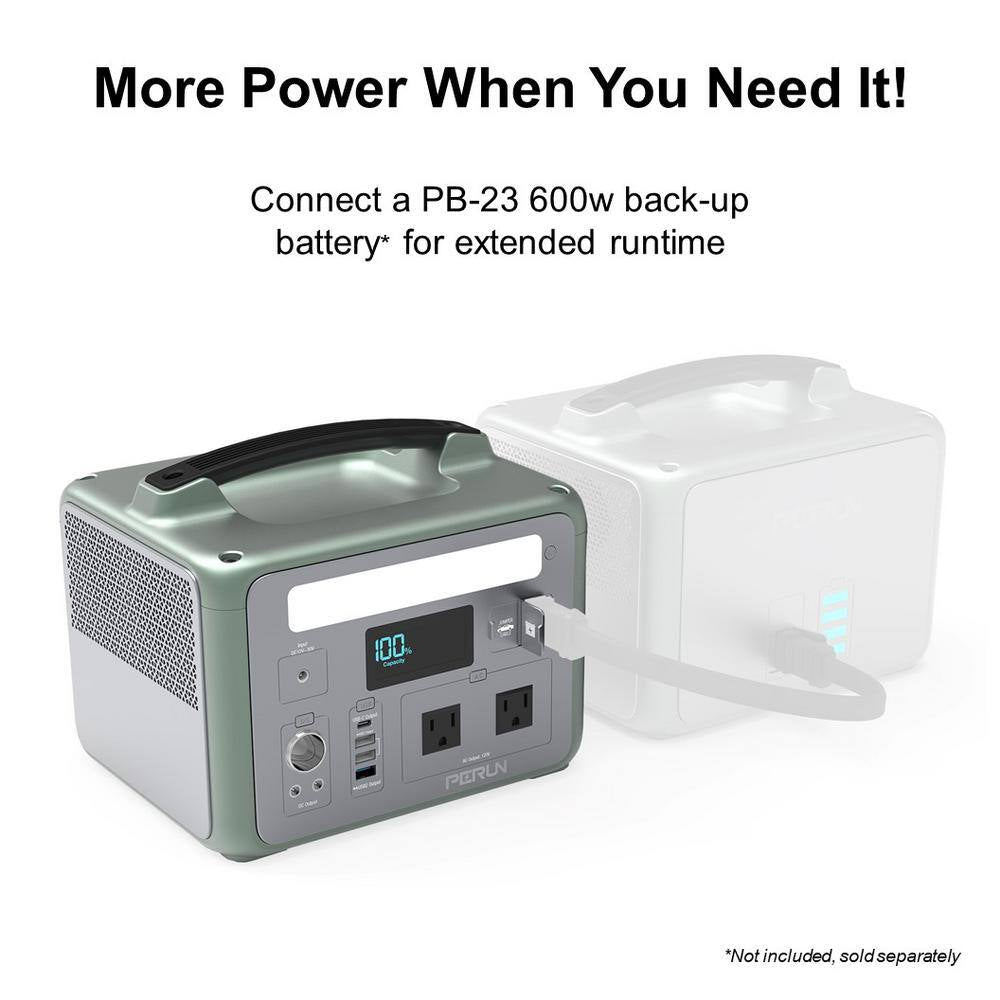 600-Watt Continuous/1200-Watt Peak Power Station plus 100-Watt Portable Solar Panel, Waterproof Camping, Outdoor Living