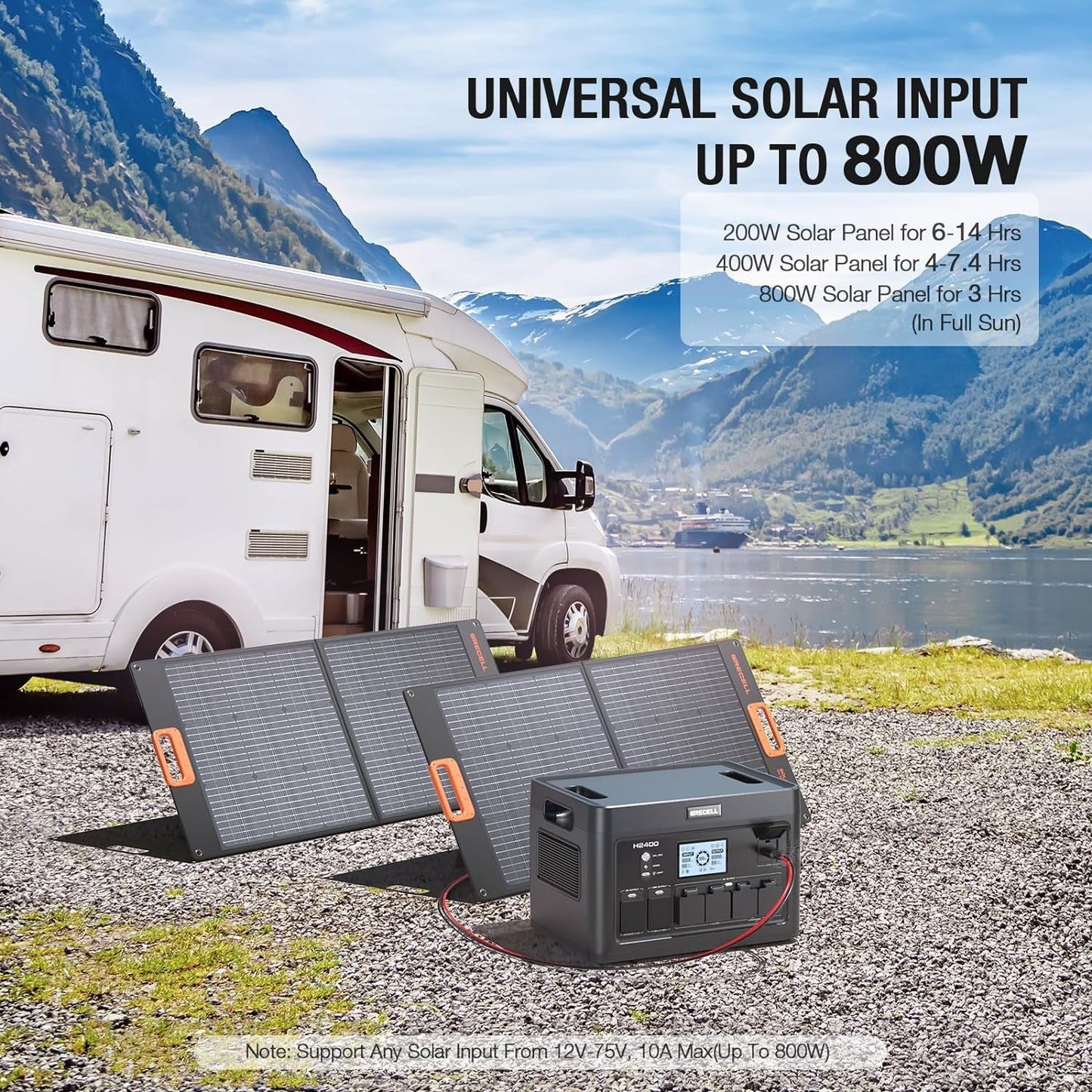 Portable Power Station 2400W Solar Generator with 2 * 100W Solar Panel, 1843Wh UPS Backup Lifepo4 Battery Power Supply with 11 Outlets(4 2400W AC Outlets,2 PD100W) for Home CPAP Camping RV